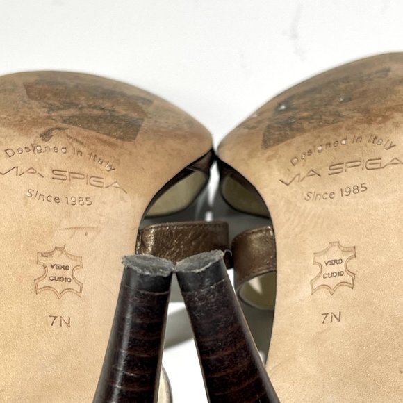 Via Spiga‎ Hilda Womens Italian Leather Sandals Size 7N Calf Bronze Brown - Picture 10 of 13